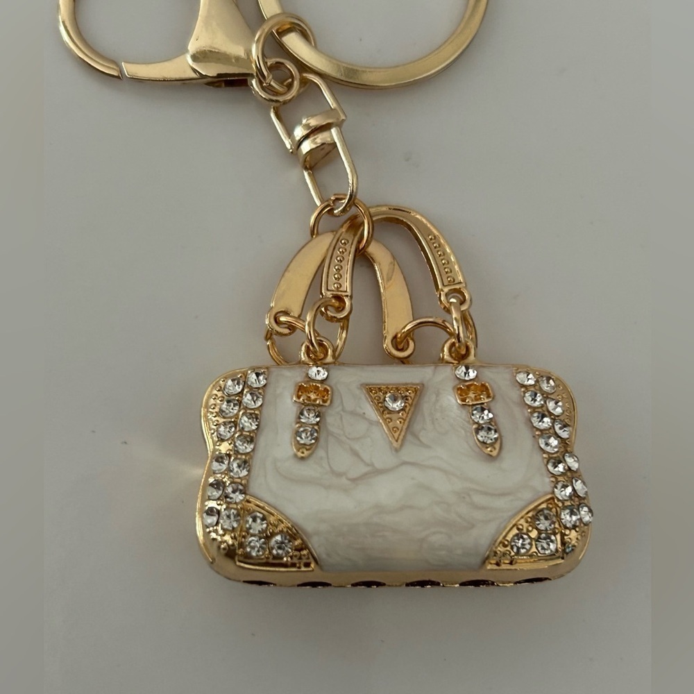 White Purse Bag Charm Keychain Handbag Charm - Picture 6 of 10